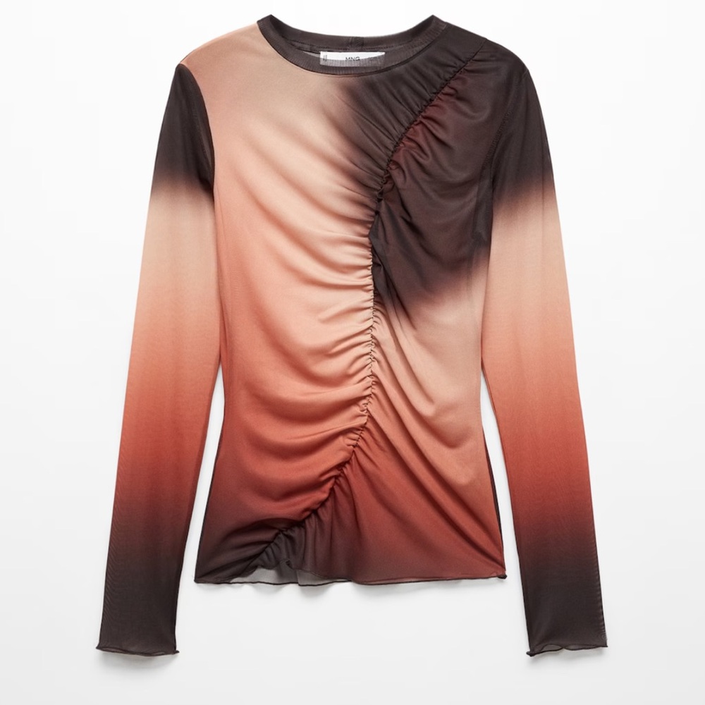 MANGO Mesh Long Sleeve Top